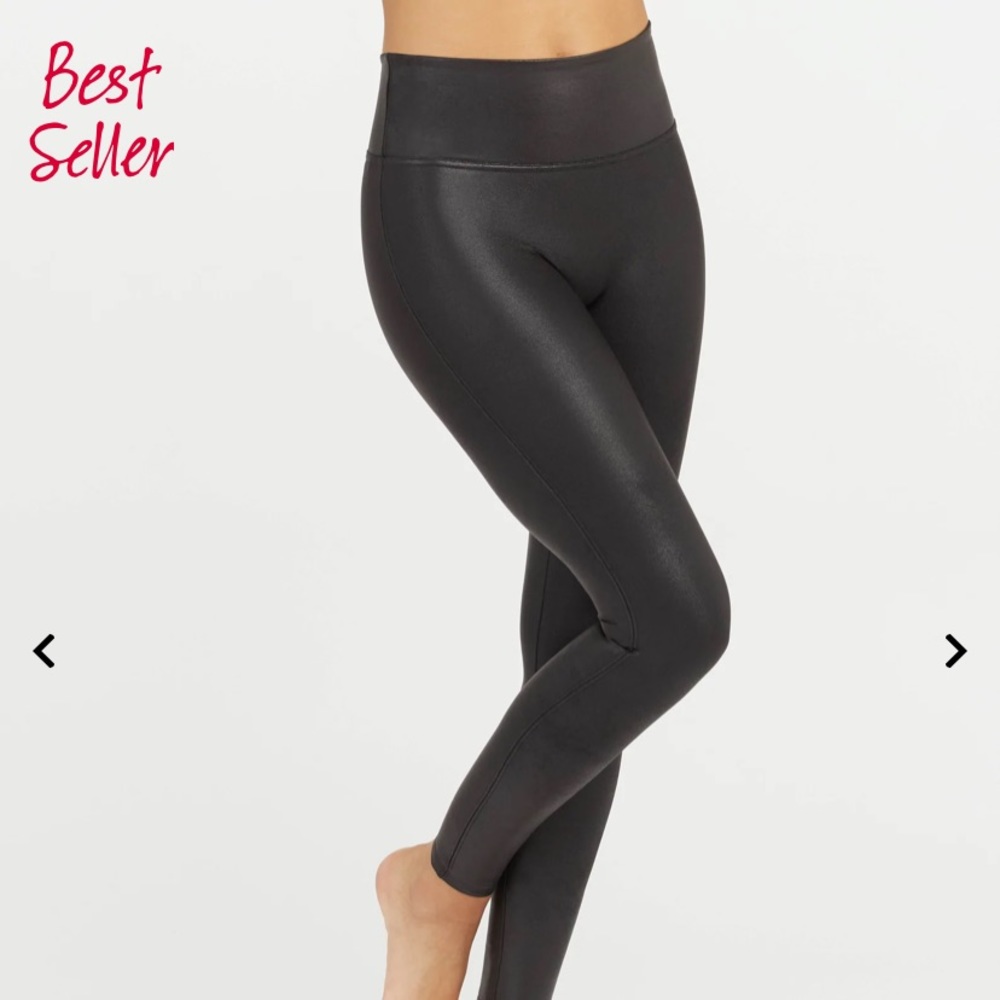 Spanx Faux Leather Leggings. Size Medium, Black. Size medium.
